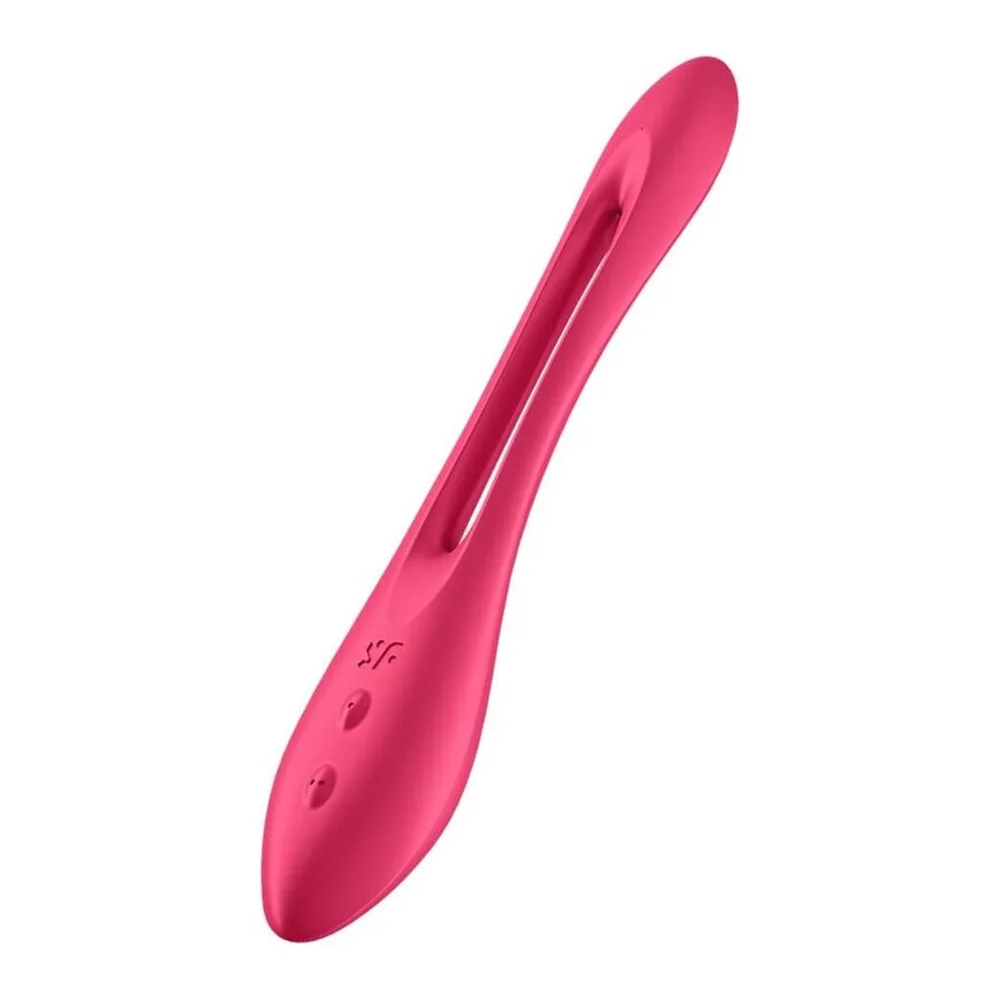 Deux stimulateurs clitoridiens flexibles en silicone rose foncé, aux extrémités arrondies, l'un lisse et l'autre avec motifs texturés, sur fond blanc