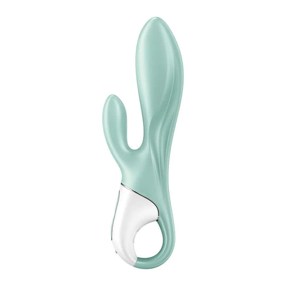 Vibromasseur rabbit vert menthe, tige gonflable, rechargeable, autre vue 3
