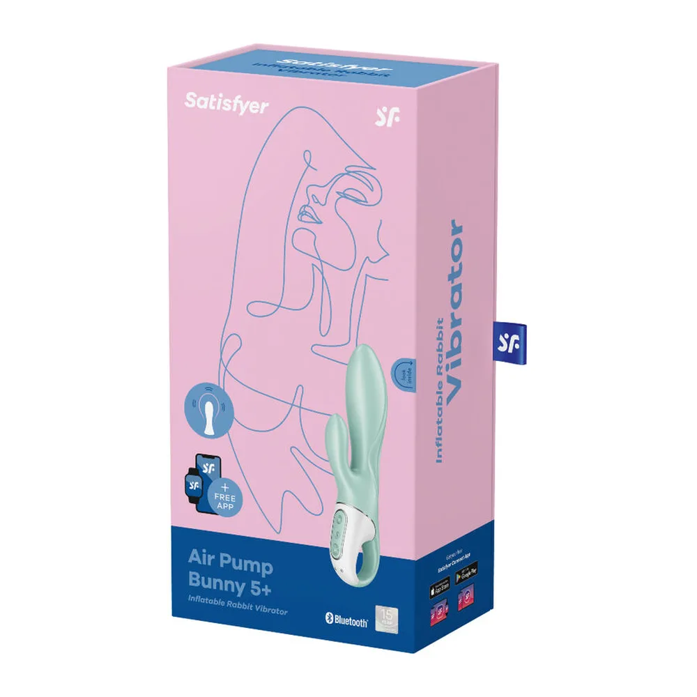 Vibromasseur rabbit vert menthe, tige gonflable, rechargeable, autre vue 3