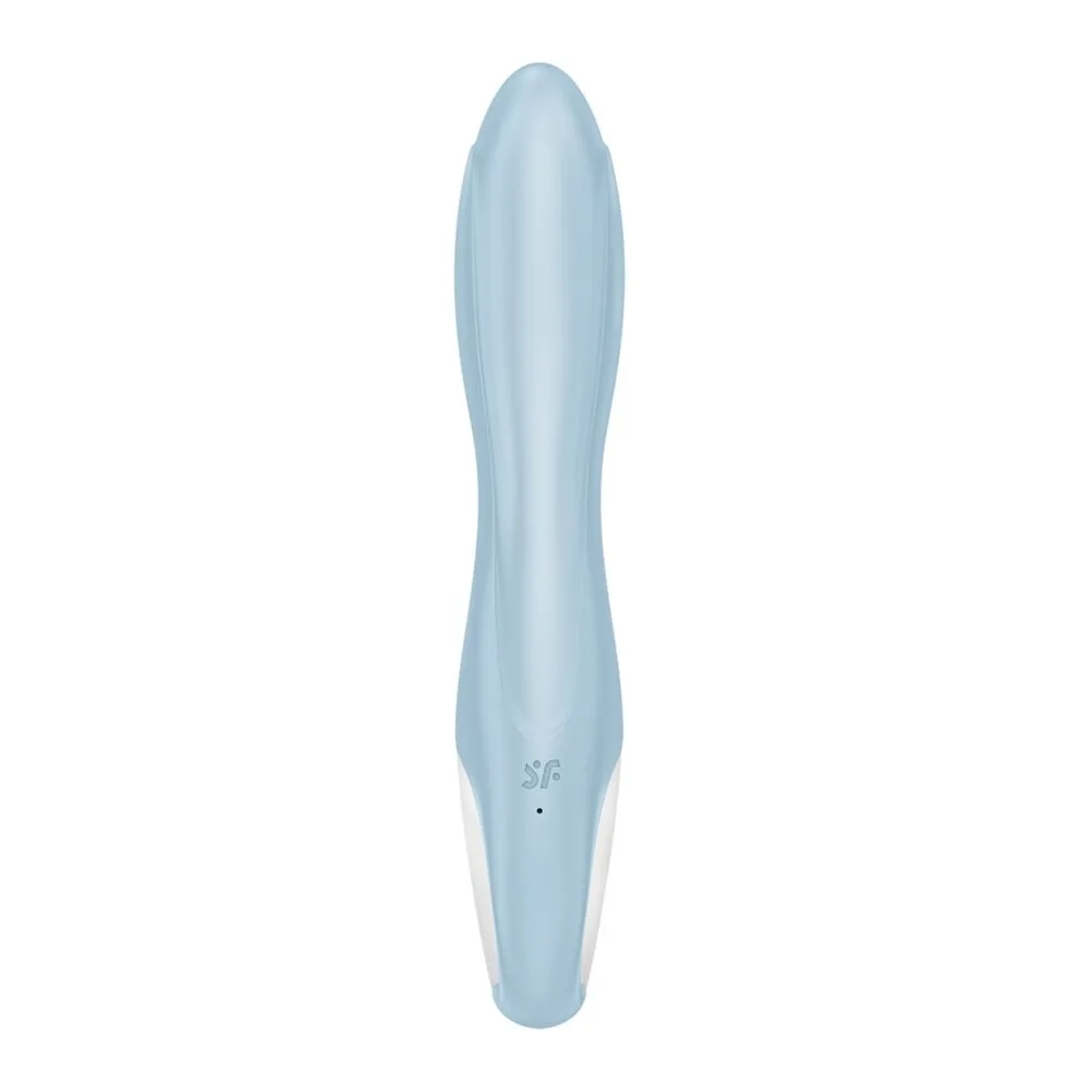 Vibromasseur rabbit silicone bleu avec tige gonflable, autre vue 3