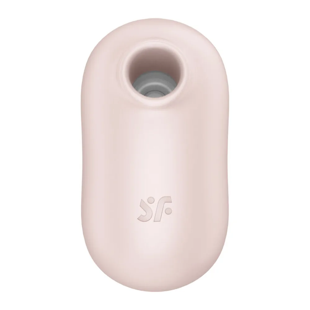 Boîte de stimulateur vibrateur Satisfyer Pro To Go 2 de couleur gris-violet, avec illustration d'un visage stylisé et mentions des fonctionnalités air pulsé et vibration