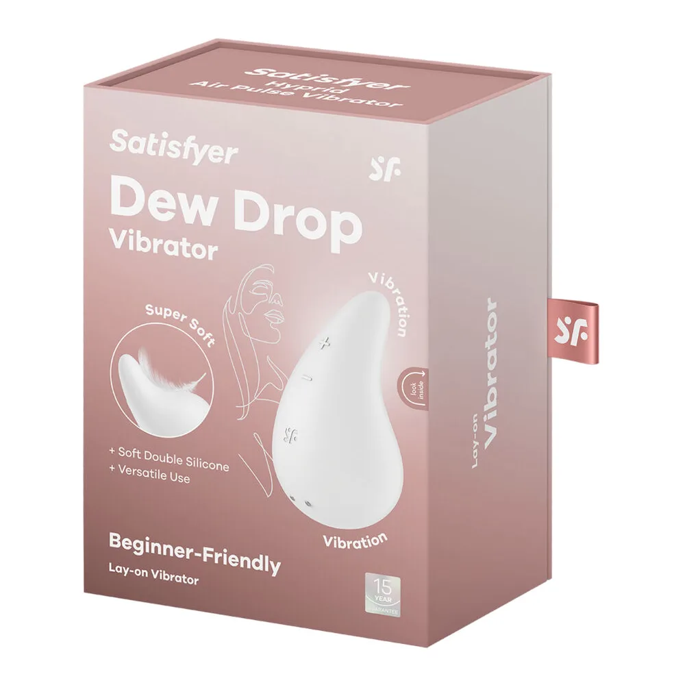 Stimulateur clitoridien blanc en forme de goutte avec pointe fine, col incurvé et base large, fond blanc