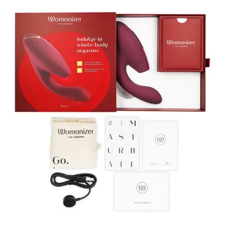 Duo 2 Stimulateur Womanizer - avec sa base - Bordeaux
