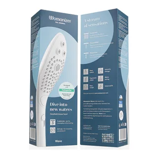 Wave Pommeau de Douche Stimulant Clitoridien Womanizer - vue de dos - Blanc