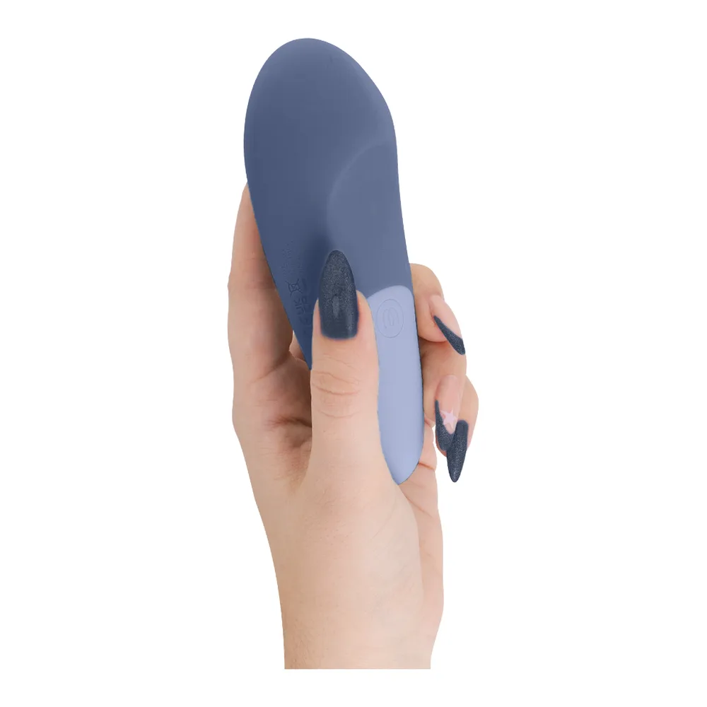 Stimulateur clitoridien en silicone vert menthe à bout arrondi, tenu en main, design ergonomique lisse