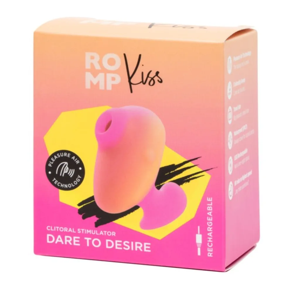 Stimulateur clitoridien rose dégradé tenu entre deux doigts, forme ergonomique avec ouverture de succion visible, fond blanc