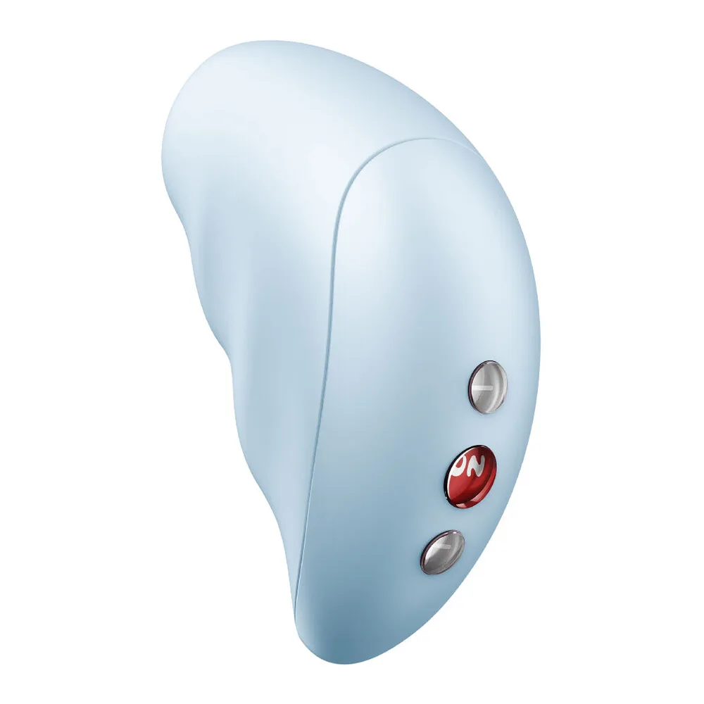 Vibromasseur rose en silicone avec forme ergonomique, trois boutons de contrôle sur le côté, fond blanc