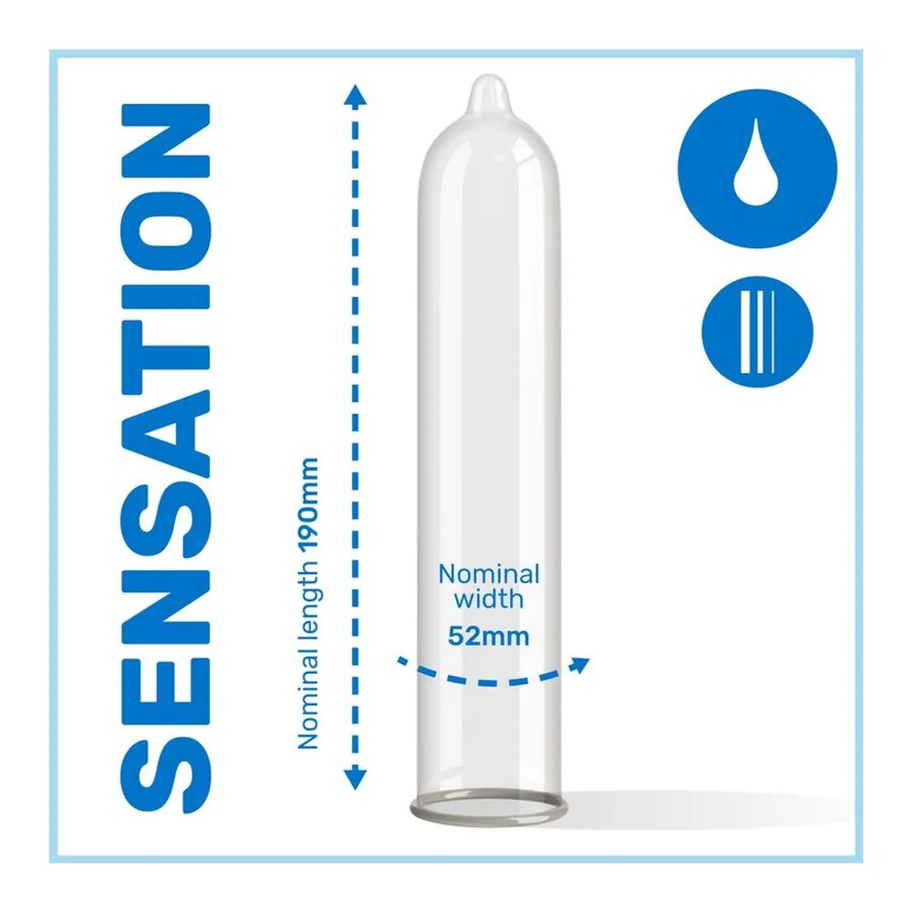 Boîte de préservatifs Pasante Sensitive Feel rose et blanc, contenant 144 préservatifs ultra-fins, marquée du logo CE
