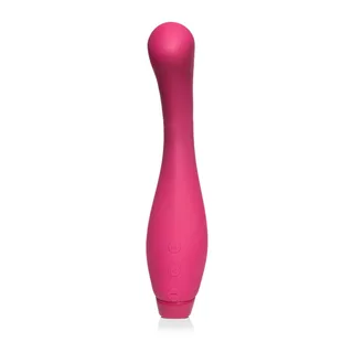Vibromasseur point G Je Joue Juno fuchsia vu de profil, courbe et pointe souple