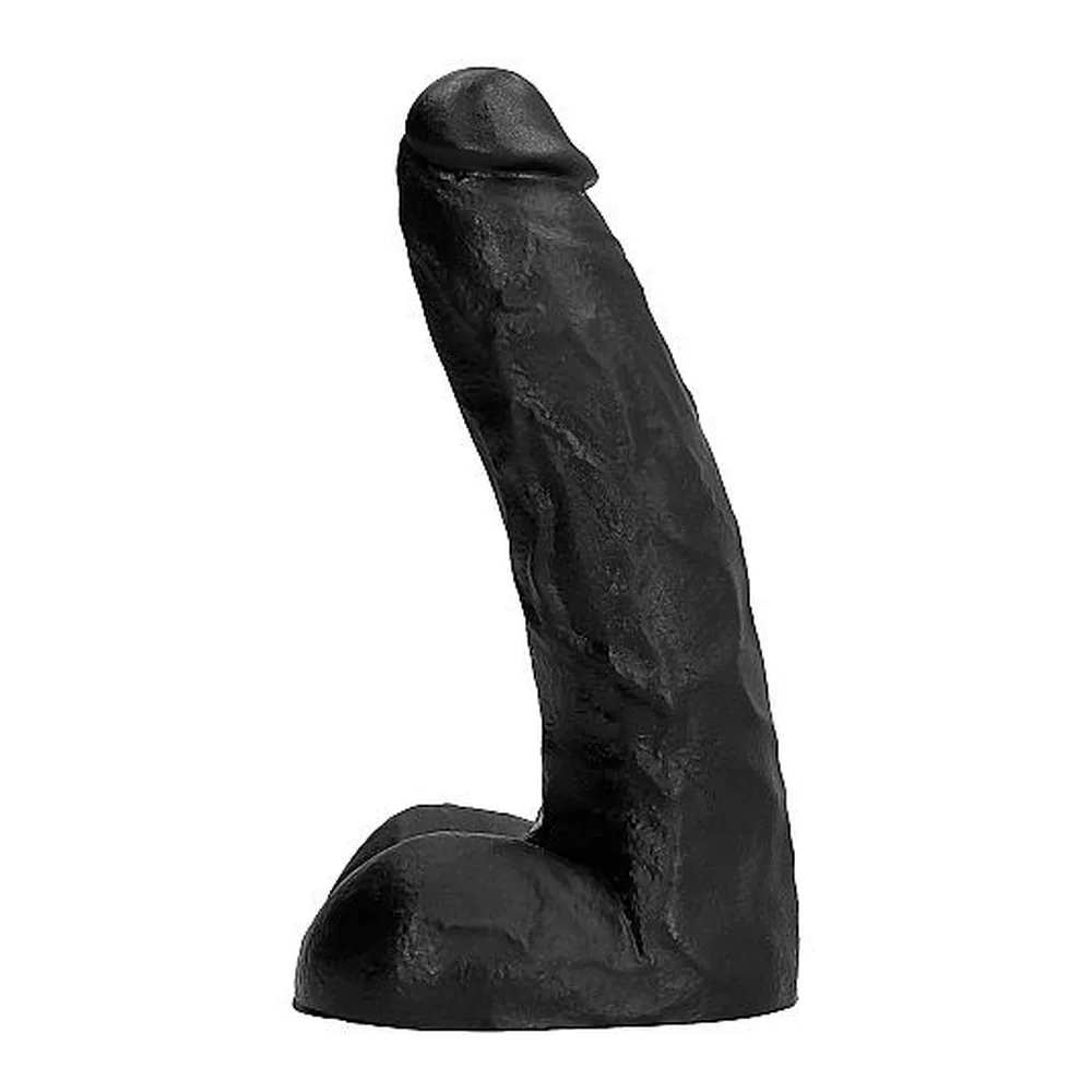 Gode réaliste noir en silicone de 22 cm, à texture détaillée et base de suction, présenté à côté d'une canette de bière pour comparaison d'échelle