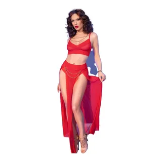 Ensemble Top et Leggings Rouge avec Accessoires Chilirose vue 13
