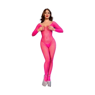 Bodystocking en Résille Rose Néon Chilirose - vue de profil