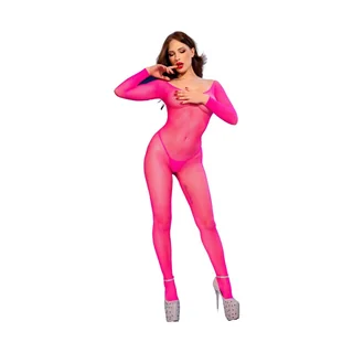 Bodystocking en Résille Rose Néon Chilirose - avec son échelle de taille