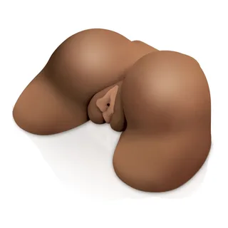 Masturbateur silicone marron, deux orifices, vibrateur à piles, autre vue 3