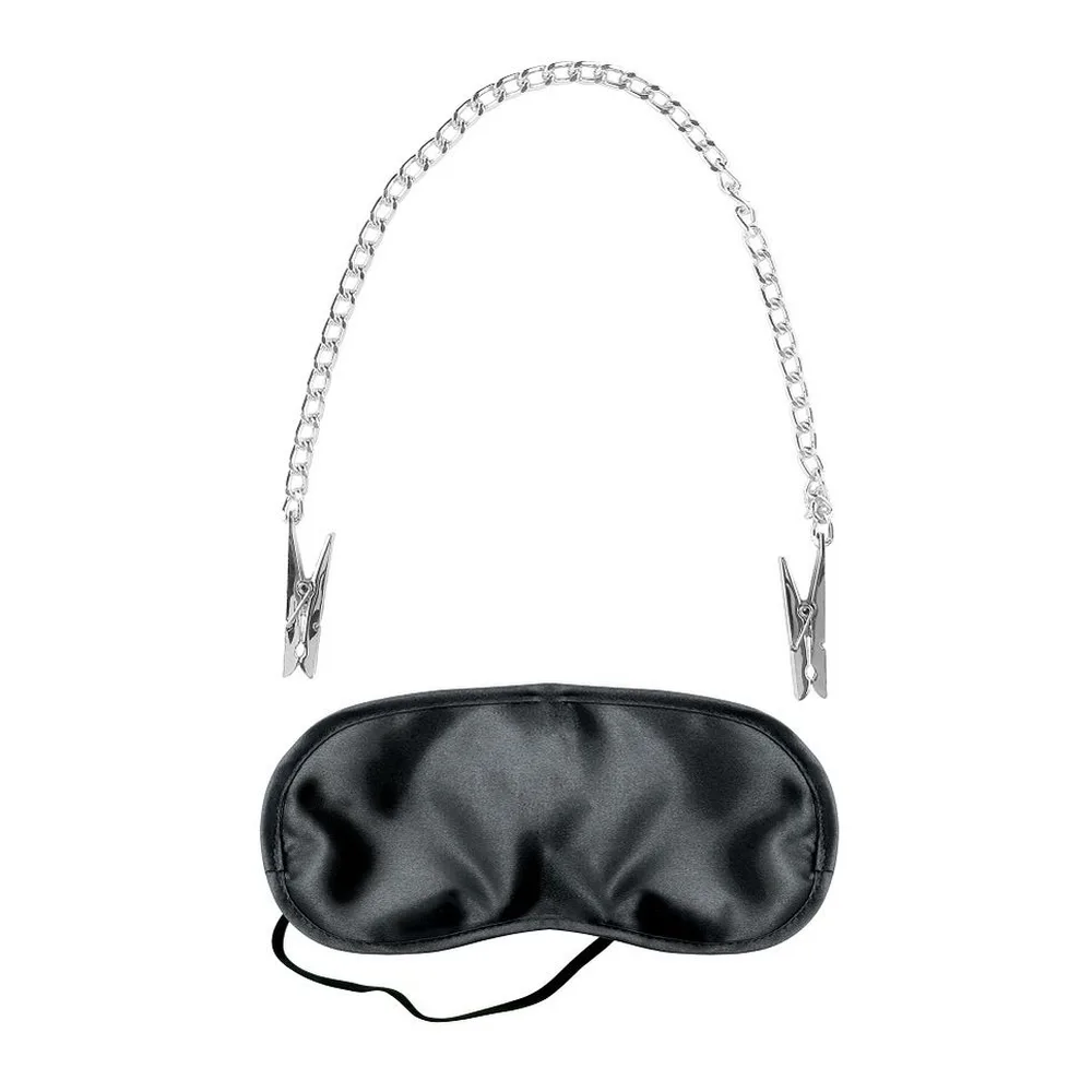 Emballage noir du kit de bondage Fetish Fantasy Series avec image de couple en noir et blanc, liste des accessoires inclus et logo de la marque Pipedream