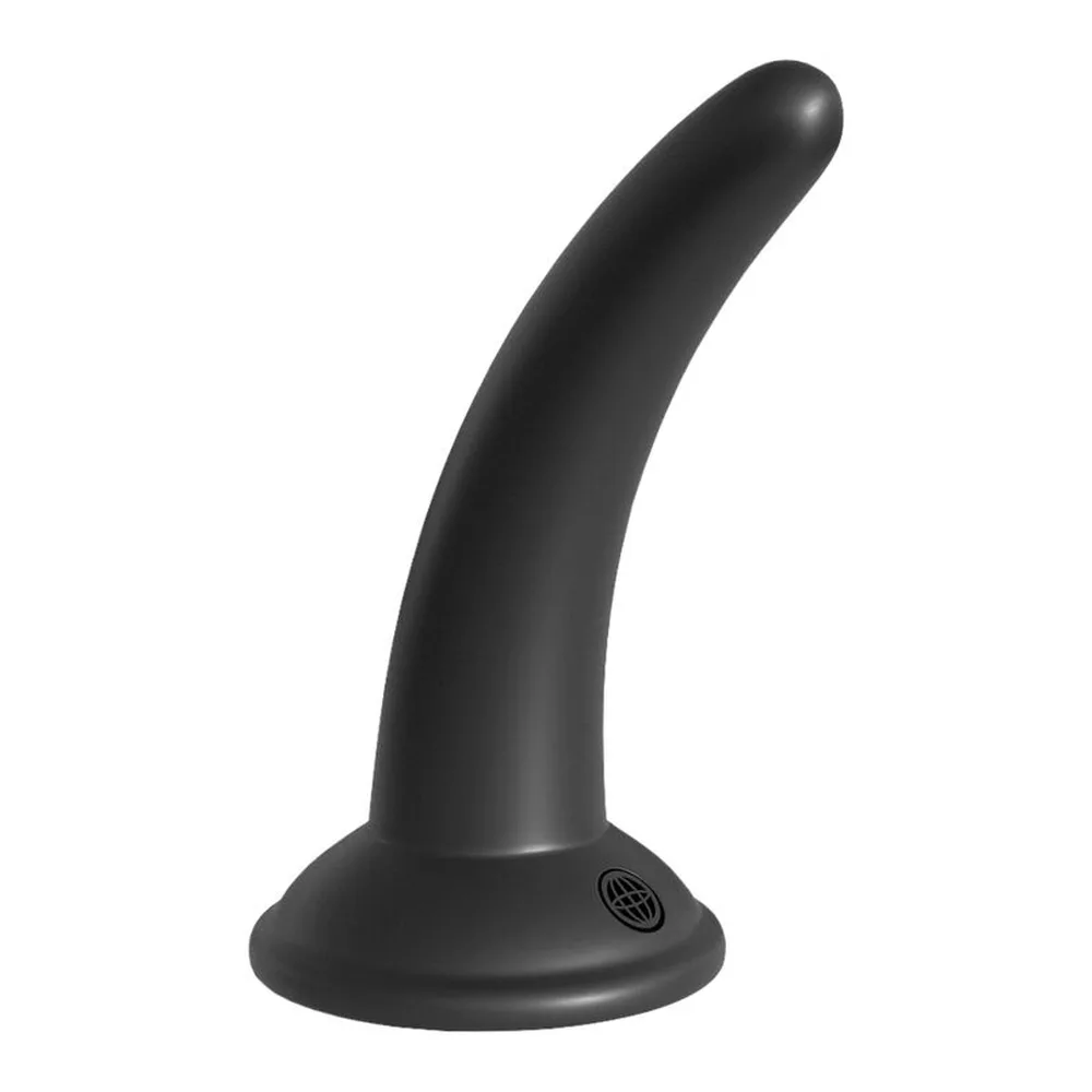 Gode noir courbé avec base ventouse circulaire mate, sur fond blanc