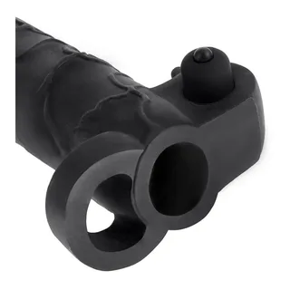 Extension vibrant silicone noir, sangle testiculaire, étanche, autre vue 3