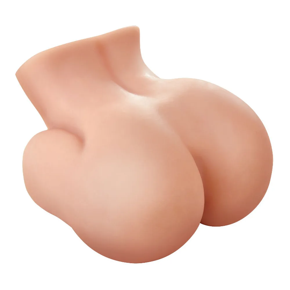 Produit intime en silicone chair avec deux orifices réalistes, formes généreuses arrondies, détails anatomiques minutieux
