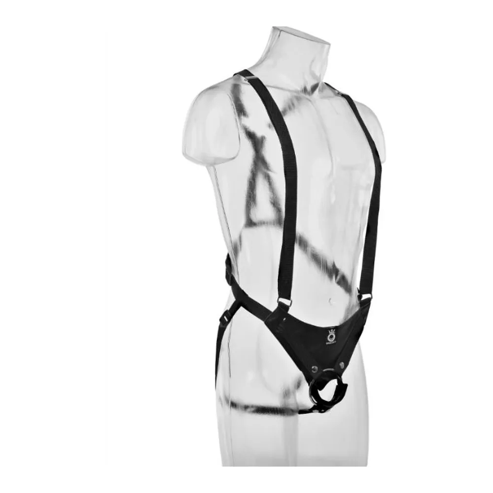 Système de suspension noir avec sangles, gode creux silicone, autre vue 5