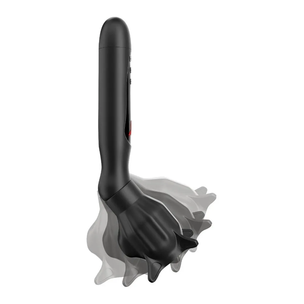 Stimulateur vibrant noir silicone avec aspiration et ventouse, autre vue 3