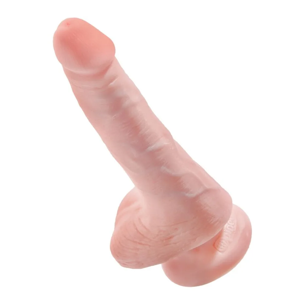 Gode réaliste en silicone rose clair avec base ventouse circulaire et détails texturés, sur fond blanc