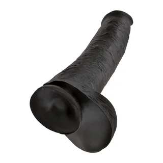 Godemichet Réaliste avec Testicules King Cock - vue de profil - Noir