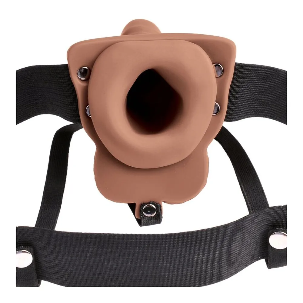 Gode-ceinture silicone beige avec testicules, rechargeable, autre vue 5