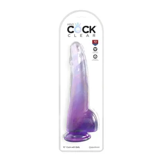 Clear Gode Testicules King Cock - vue de profil - Violet