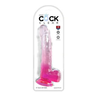 Clear Gode Testicules King Cock - vue de profil - Rose