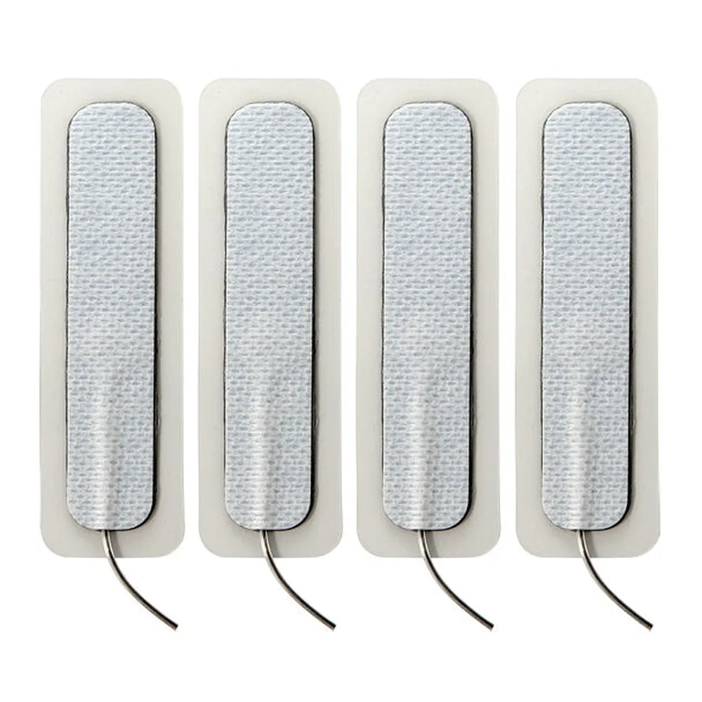 Tampon auto-adhésif long de couleur grise avec surface texturée, monté sur plaque beige, fil de connexion noir