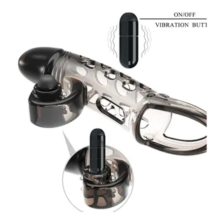 Manchon prolongé transparent extensible avec anneau, embout vibrant, autre vue 3