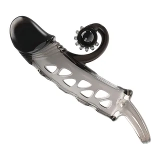 Manchon prolongé transparent extensible avec anneau, embout vibrant, autre vue 6