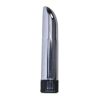 Vibromasseur doigt en silicone noir et gris translucide, corps effilé avec zones nervurées, embout arrondi, base noire avec grilles de ventilation, sur fond blanc