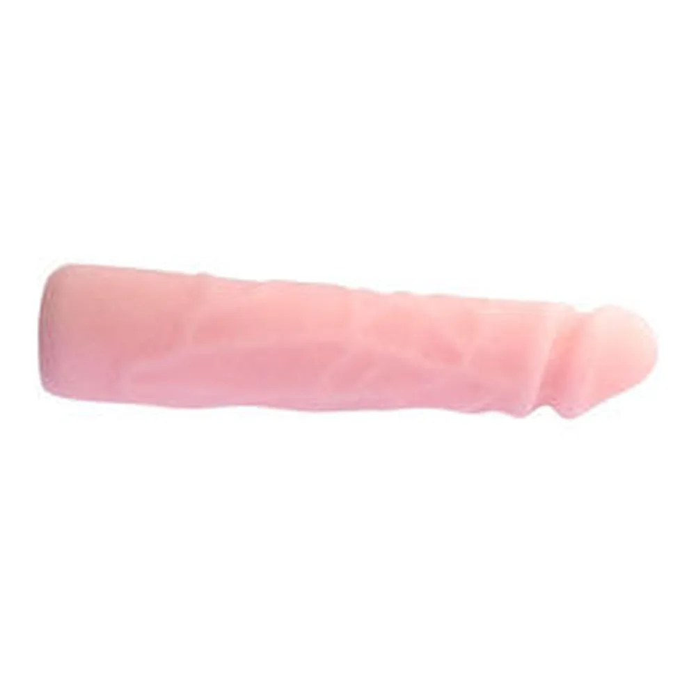 Gode en silicone rose, forme réaliste avec veines en relief et gland bombé, surface brillante