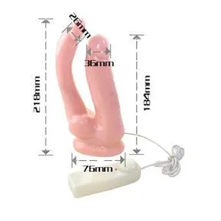 Vibromasseur double pénétration latex rose corail, base ventouse, autre vue 4