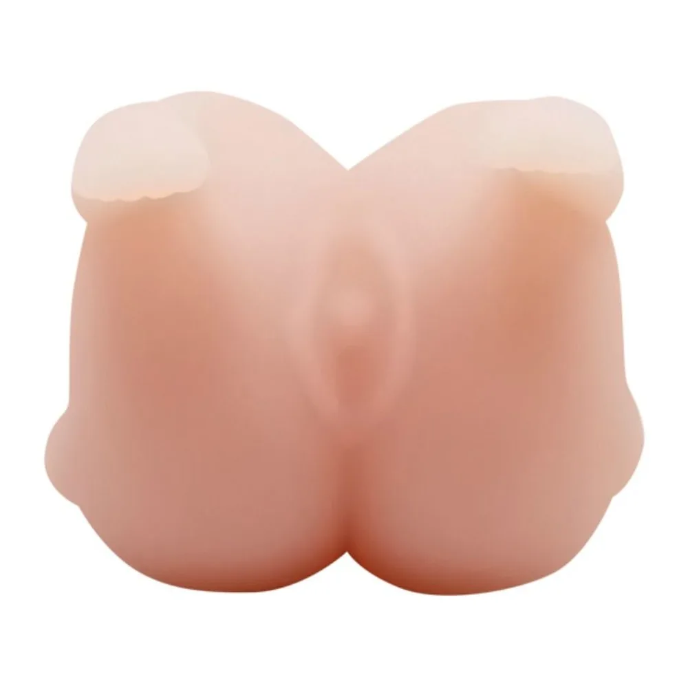 Masturbateur en silicone chair en forme de fesses avec tunnel vaginal texturé, surface lisse et brillante sur fond blanc