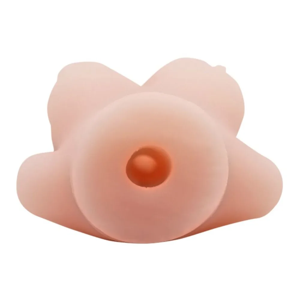 Masturbateur en silicone chair en forme de fesses avec tunnel vaginal texturé, surface lisse et brillante sur fond blanc