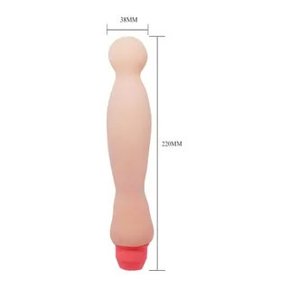 Vibromasseur silicone beige flexible, embout rose, 22 cm, autre vue 6