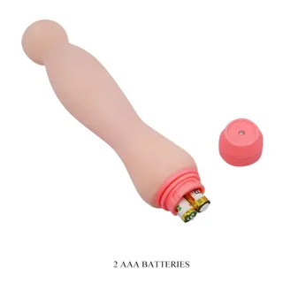 Vibromasseur silicone beige flexible, embout rose, 22 cm, autre vue 7