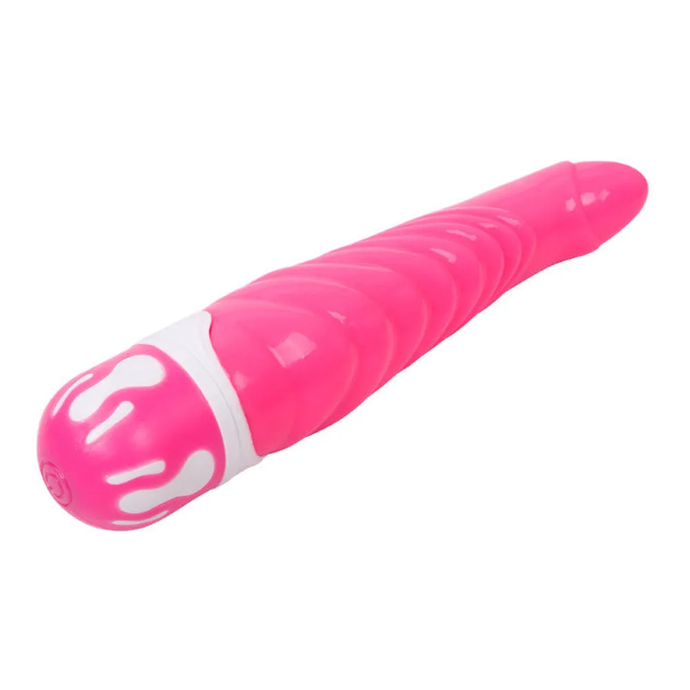 Vibromasseur réaliste silicone rose, nervuré, étanche, autre vue 3