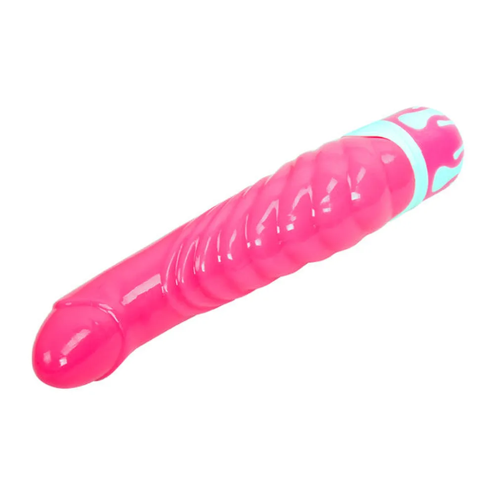Vibromasseur réaliste silicone rose, nervuré, étanche, autre vue 4