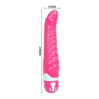 Vibromasseur réaliste silicone rose, nervuré, étanche, autre vue 5