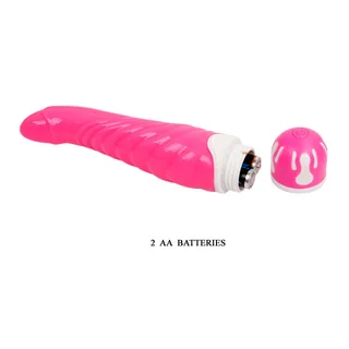 Vibromasseur réaliste silicone rose, nervuré, étanche, autre vue 7
