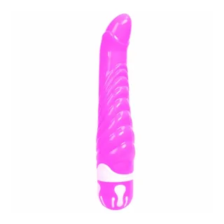 Vibromasseur réaliste silicone rose, nervuré, étanche, autre vue 9
