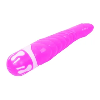 Vibromasseur réaliste silicone rose, nervuré, étanche, autre vue 10