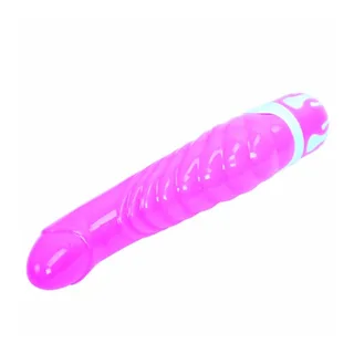Vibromasseur réaliste silicone rose, nervuré, étanche, autre vue 11