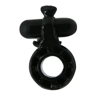 Stimulateur clitoridien silicone noir forme dauphin avec anneau, autre vue 4