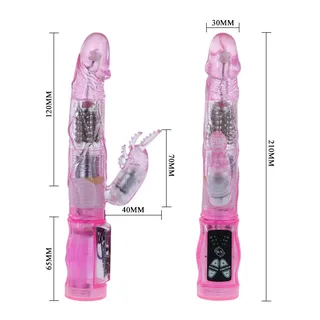 Vibromasseur rabbit rose silicone billes rotatives, autre vue 4