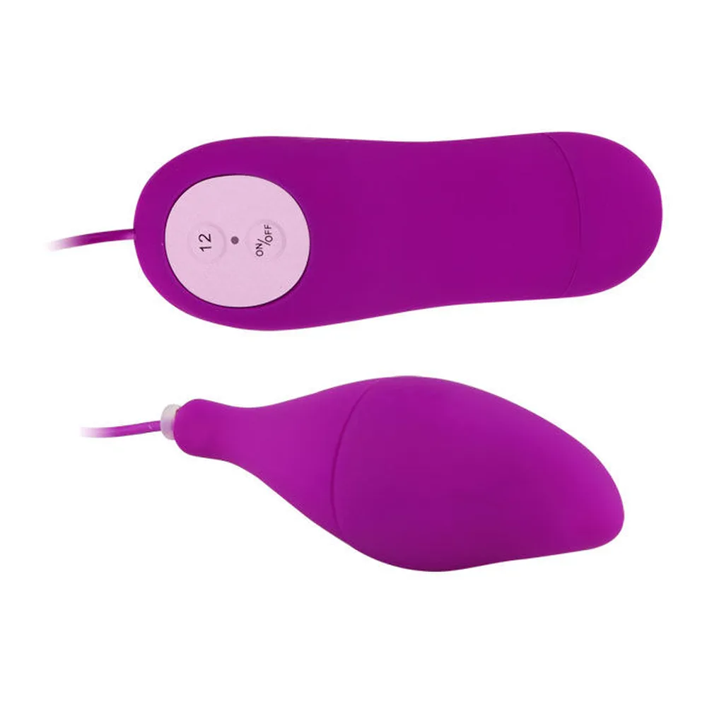 Vibromasseur œuf violet magenta de 8 cm avec commande filaire à 12 vitesses, montré de face et de profil, cordon violet assorti