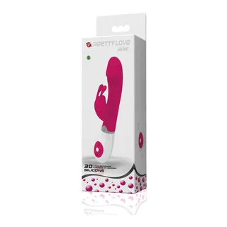 Vibrateur rabbit silicone rose et blanc, à piles, autre vue 8